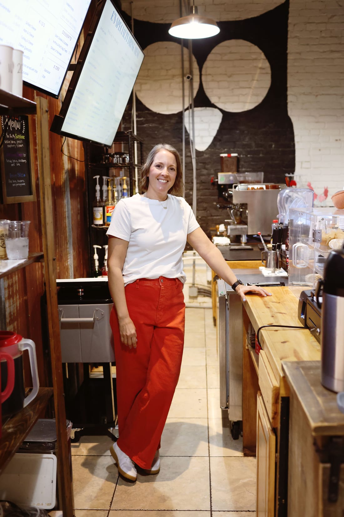 Erica Shaw, owner of E's Old Town Coffee & Eatery, behind the counter